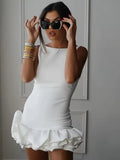 Ruffle Dress White
